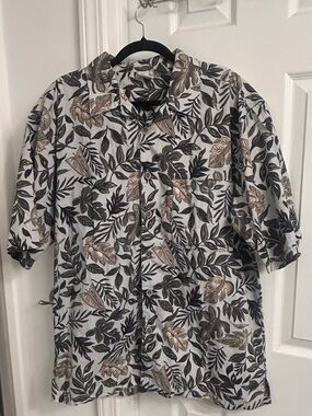 OP Sport Ocean Pacific Hawaiian Men's Shirt Size L Cotton Short Sleeve